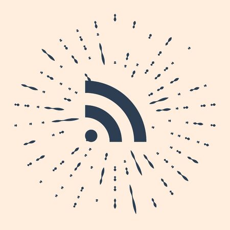 Black RSS icon isolated on beige background. Radio signal. RSS feed symbol. Abstract circle random dots. Vector Illustrationのイラスト素材