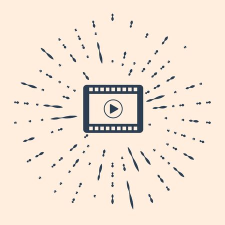 Black Play Video icon isolated on beige background. Film strip with play sign. Abstract circle random dots. Vector Illustrationのイラスト素材