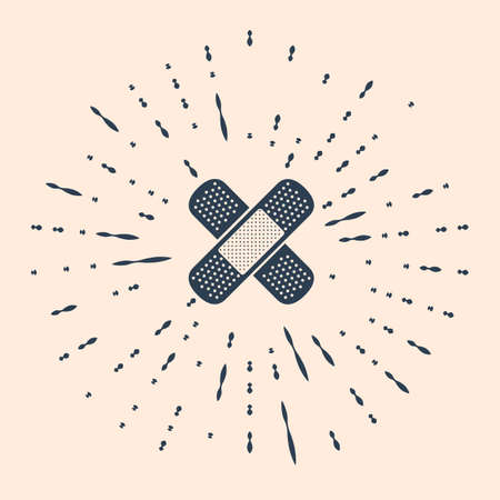 Black Set Bandage plaster icon isolated on beige background. Medical plaster, adhesive bandage, flexible fabric bandage. Abstract circle random dots Illustrationのイラスト素材