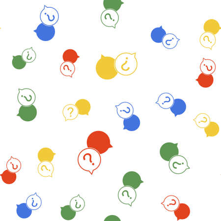 Color Chat question icon isolated seamless pattern on white background. Help speech bubble symbol. FAQ sign. Question mark sign. Vectorのイラスト素材