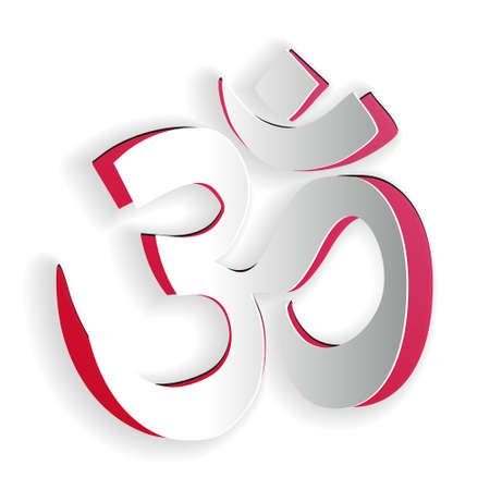 Paper cut Om or Aum Indian sacred sound icon isolated on white background. The symbol of the divine triad of Brahma, Vishnu and Shiva. Paper art style. Vectorのイラスト素材