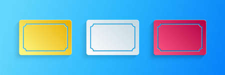 Paper cut Doormat icon isolated on blue background. Welcome mat sign. Paper art style. Vector
