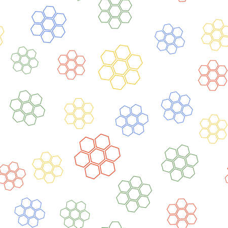 Color Honeycomb sign icon isolated seamless pattern on white background. Honey cells symbol. Sweet natural food. Vectorのイラスト素材