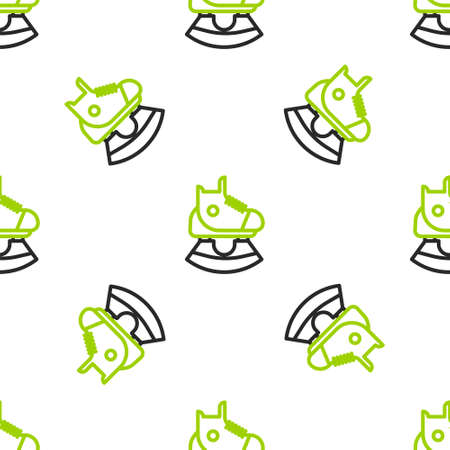 Line Skates icon isolated seamless pattern on white background. Ice skate shoes icon. Sport boots with blades. Vector Illustrationのイラスト素材