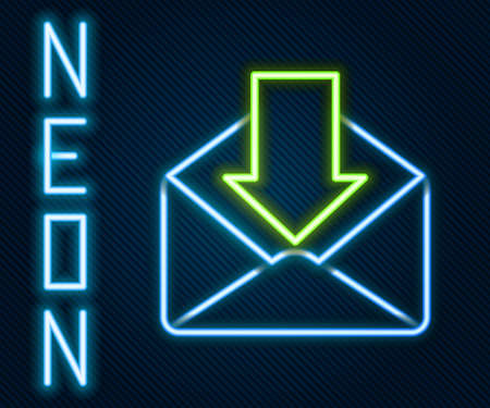 Glowing neon line Envelope icon isolated on black background. Received message concept. New, email incoming message, sms. Mail delivery service. Colorful outline concept. Vector Illustrationのイラスト素材