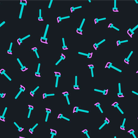 Line Mop icon isolated seamless pattern on black background. Cleaning service concept. Vector Illustrationのイラスト素材