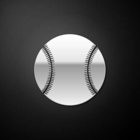 Silver Baseball ball icon isolated on black background. Long shadow style. Vectorのイラスト素材