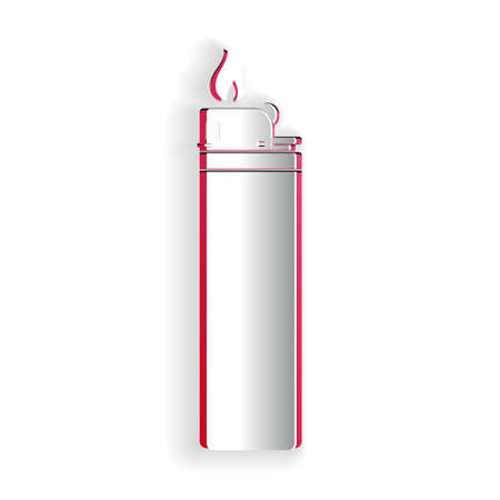 Paper cut Lighter icon isolated on white background. Paper art style. Vectorのイラスト素材