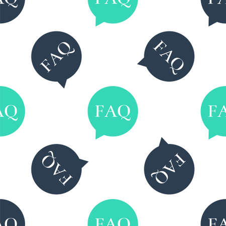 Green Speech bubble with text FAQ information icon isolated seamless pattern on white background. Circle button with text FAQ. Vectorのイラスト素材