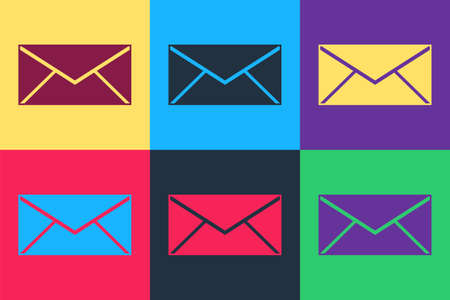 Pop art Envelope icon isolated on color background. Email message letter symbol. Vector
