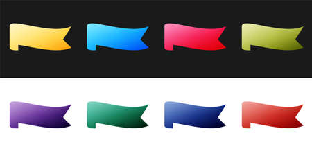 Set Banner ribbon icon isolated on black and white background. Vectorのイラスト素材