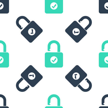 Green Open padlock icon isolated seamless pattern on white background. Opened lock sign. Cyber security concept. Digital data protection. Safety safety. Vectorのイラスト素材