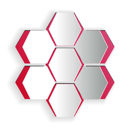 Paper cut Honeycomb sign icon isolated on white background. Honey cells symbol. Sweet natural food. Paper art style. Vectorのイラスト素材