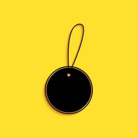 Black Blank label template price tag icon isolated on yellow background. Empty shopping discounts sticker. Template discount banner. Long shadow style. Vectorのイラスト素材