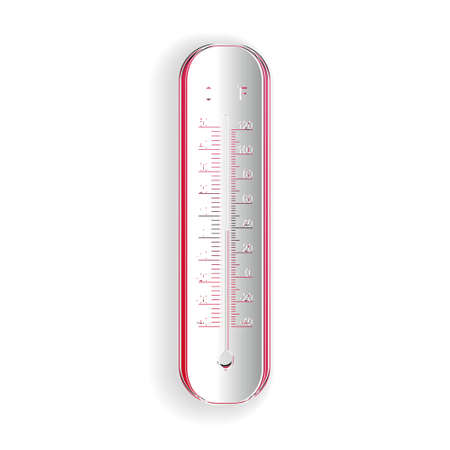 Paper cut Celsius and fahrenheit meteorology thermometers measuring icon isolated on white...