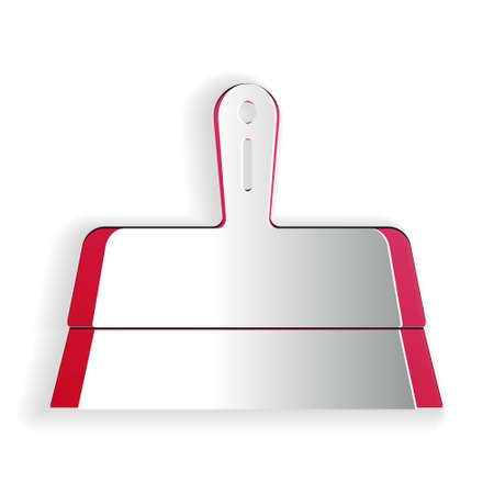 Paper cut Putty knife icon isolated on white background. Spatula repair tool. Spackling or paint instruments. Paper art style. Vectorのイラスト素材
