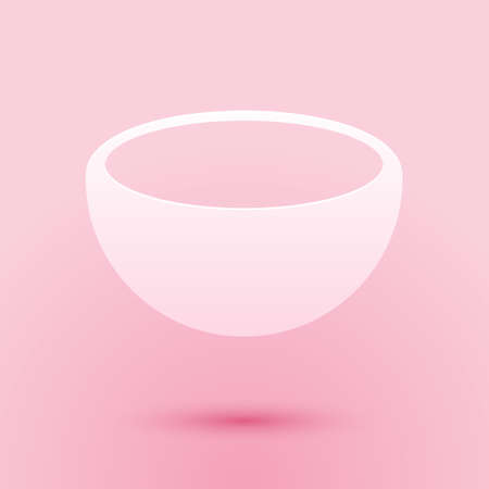 Paper cut Bowl icon isolated on pink background. Paper art style. Vectorのイラスト素材