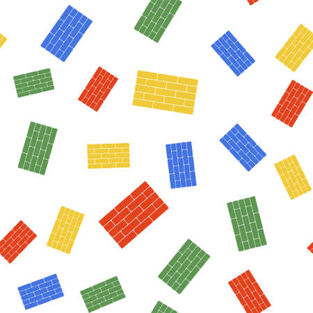 Color Bricks icon isolated seamless pattern on white background. Vector