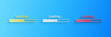 Paper cut Loading icon isolated on blue background. Progress bar icon. Paper art style. Vectorのイラスト素材