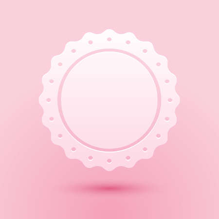 Paper cut Quality emblem icon isolated on pink background. Paper art style. Vectorのイラスト素材