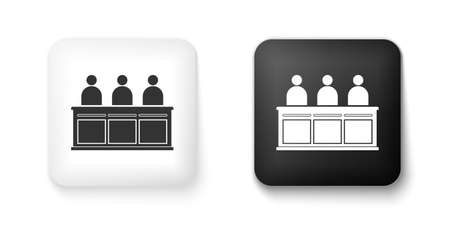 Black and white Jurors icon isolated on white background. Square button. Vectorのイラスト素材
