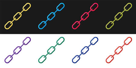 Set Chain link icon isolated on black and white background. Link single. Vectorのイラスト素材