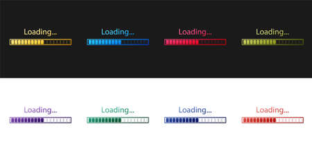 Set Loading icon isolated on black and white background. Progress bar icon. Vector