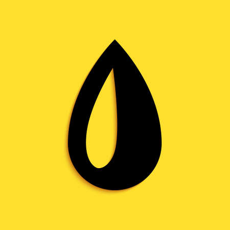 Black Drop icon isolated on yellow background. Long shadow style. Vectorのイラスト素材