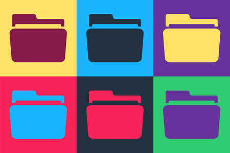 Pop art Folder icon isolated on color background. Vectorのイラスト素材