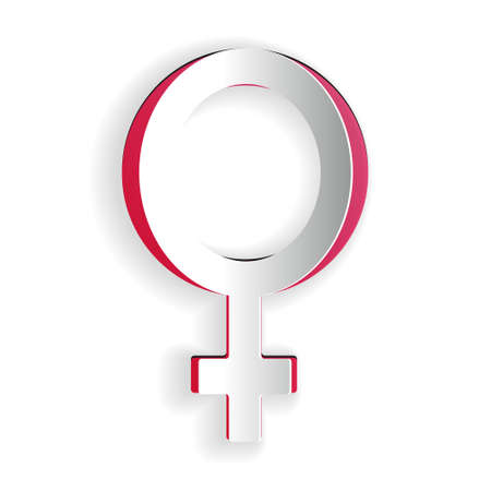 Paper cut Female gender symbol icon isolated on white background. Venus symbol. The symbol for a female organism or woman. Paper art style. Vectorのイラスト素材