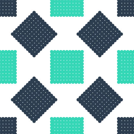 Green Cookie icon isolated seamless pattern on white background. Pastry sing. Biscuit symbol. Vector
