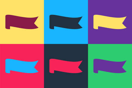 Pop art Banner ribbon icon isolated on color background. Vectorのイラスト素材