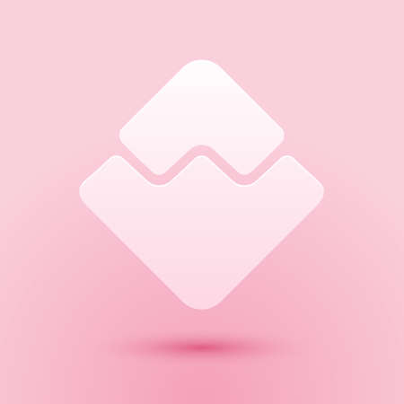 Paper cut Cryptocurrency coin Waves icon isolated on pink background. Physical bit coin. Digital currency. Blockchain based secure crypto currency. Paper art style. Vectorのイラスト素材