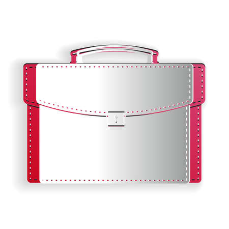 Paper cut Briefcase icon isolated on white background. Business case sign. Business portfolio. Paper art style. Vectorのイラスト素材