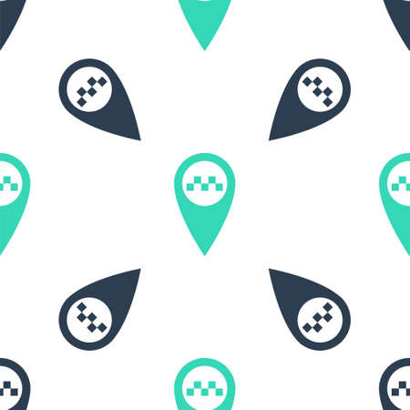 Green Map pointer with taxi icon isolated seamless pattern on white background. Vectorのイラスト素材