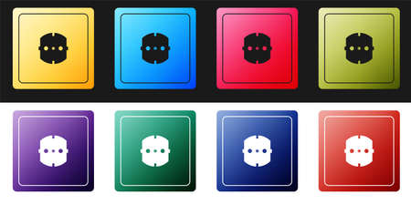 Set Electrical outlet icon isolated on black and white background. Power socket. Rosette symbol....