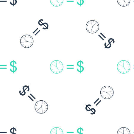 Green Time is money icon isolated seamless pattern on white background. Money is time. Effective time management. Convert time to money. Vectorのイラスト素材
