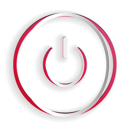 Paper cut Power button icon isolated on white background. Start sign. Paper art style. Vectorのイラスト素材