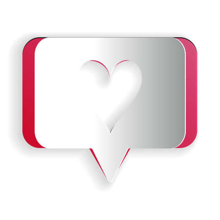 Paper cut Like and heart icon isolated on white background. Counter Notification Icon. Follower Insta. Paper art style. Vectorのイラスト素材