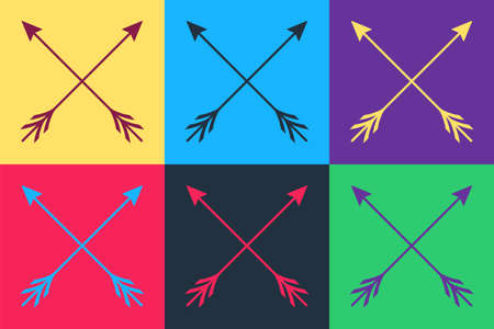 Pop art Crossed arrows icon isolated on color background. Vectorのイラスト素材