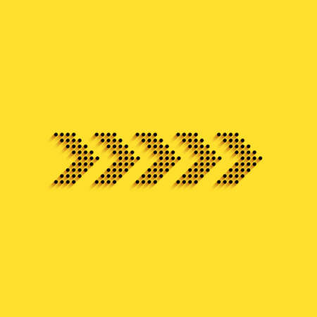 Black Dots arrow icon isolated on yellow background. Long shadow style. Vectorのイラスト素材