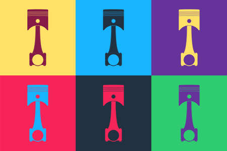 Pop art Engine piston icon isolated on color background. Car engine piston sign. Vectorのイラスト素材