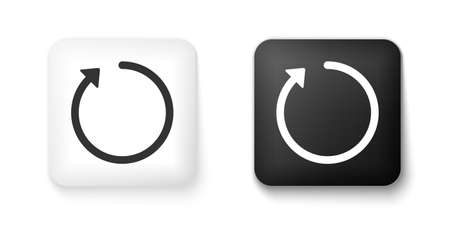 Black and white Refresh icon isolated on white background. Square button. Vectorのイラスト素材