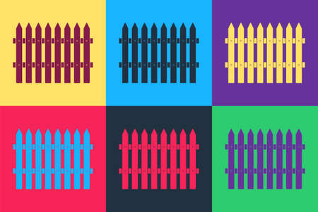 Pop art Fence wooden icon isolated on color background. Garden fence sign. Vectorのイラスト素材