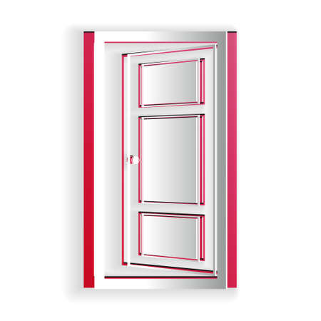 Paper cut Open door icon isolated on white background. Paper art style. Vectorのイラスト素材