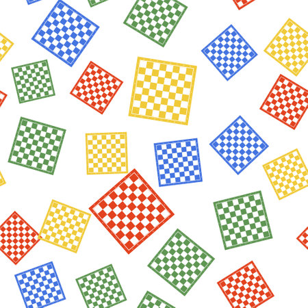 Color Chess board icon isolated seamless pattern on white background. Ancient Intellectual board game. Vectorのイラスト素材