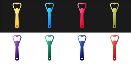 Set Bottle opener icon isolated on black and white background. Vectorのイラスト素材