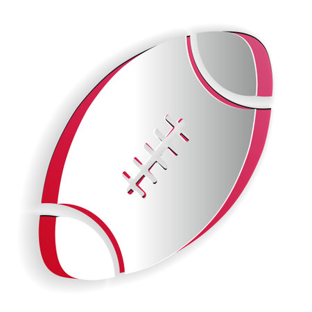 Paper cut American Football ball icon isolated on white background. Paper art style. Vectorのイラスト素材