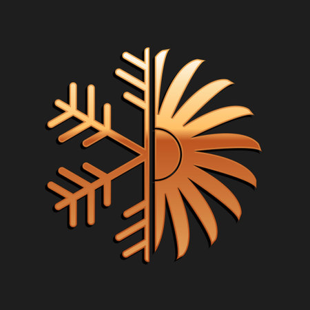 Gold Air conditioner icon isolated on black background. Long shadow style. Vectorのイラスト素材