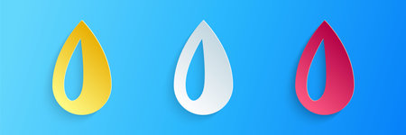 Paper cut Drop icon isolated on blue background. Paper art style. Vectorのイラスト素材
